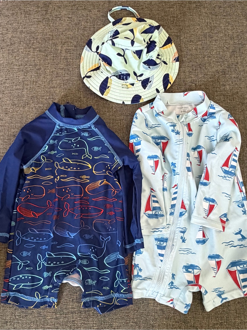 Little Me Navy and Carters Light Blue Toddlers Rashguards 6-9M